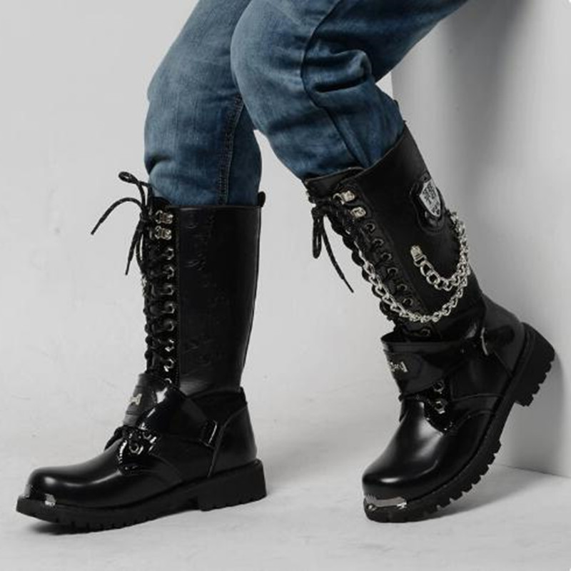 Steel Chain - Luksusowe męskie buty motocyklowe do połowy