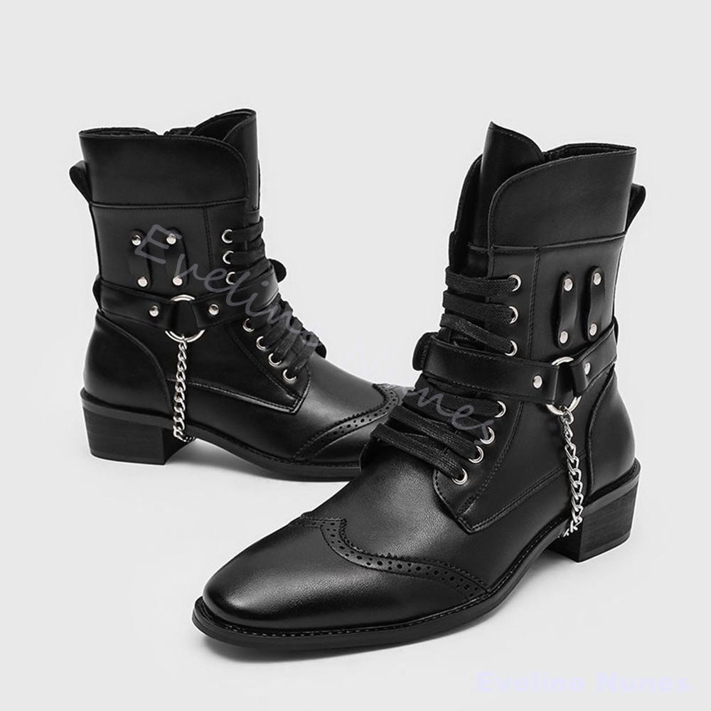 Punkowe metalowe buty z łańcuc – Motorcycle Chain recenzja i cena